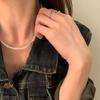Double Broken Silver Pearl Winding Necklace Female Niche Retro Personality Simple Versatile Temperament Neck Chain Collarbone Chain