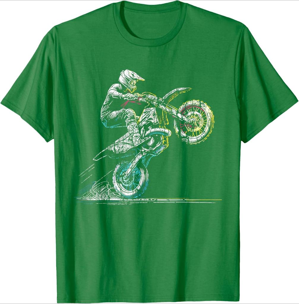 Dirt Bike Rider Retro Motorcycle Motocross TShirt 100 Cotton ONeck Short Sleeve Summer Casual Mens Tshirt Streetwear