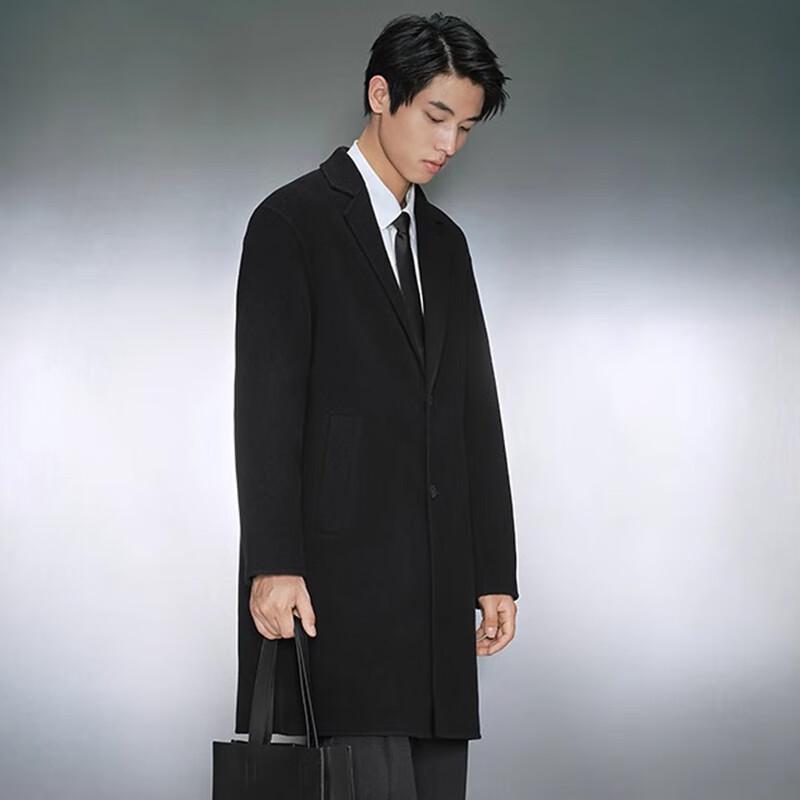 KAISER Men's Double-faced Wool Notched Lapel Mid-length Coat