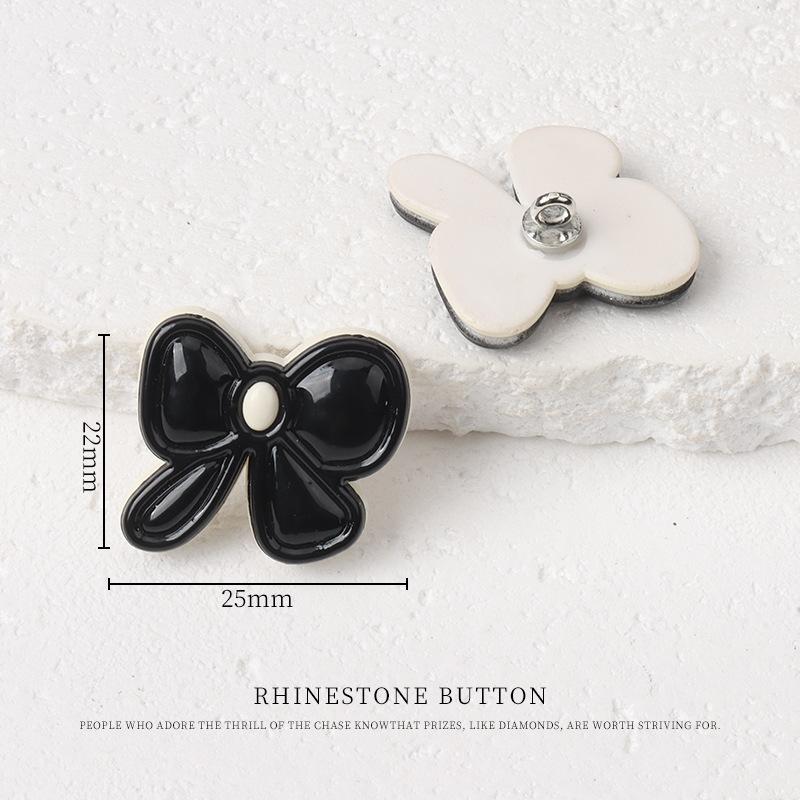 5pcs Children'S Clothes Sweater Buttons Cartoon Bow Buttons Baby Cardigan Jacket Cute Flower Decoration Black And White Buttons