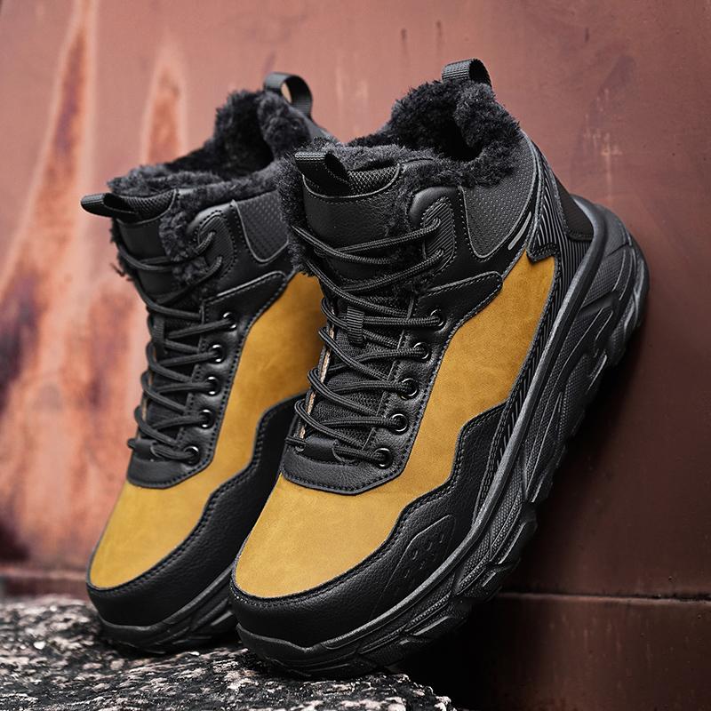 Winterstiefel Herren High-Top Wasserdicht Trendstiefel Outdoor Baumwollschuhe Sneaker Herren Dick Plus Warm Übergröße Schnee Wanderschuhe