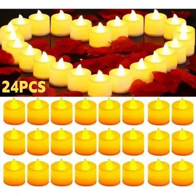 24Pcs LED Candles Flameless Candle Battery Operated, 200+Hours Fake Electric Creative Wishing LED Tea Lamp Warm White Decoration Candle Light