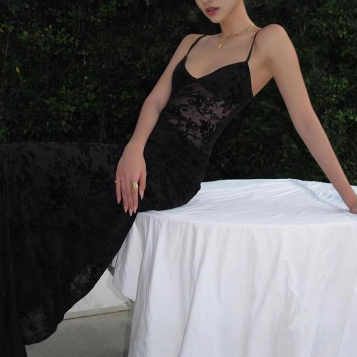 Vintage Vneck Lace Mesh Backless Bodycon Dress For Evening Wear
