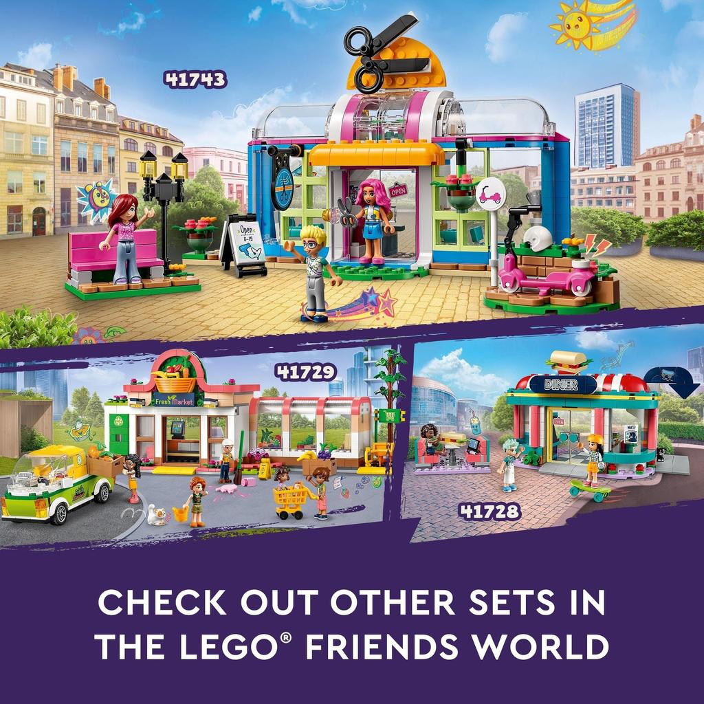 LEGO Friends Heartlake City Hair Salon 41743 Toy, Building Blocks, Pretend Play, City Building, Girls, Ages 6 and Up