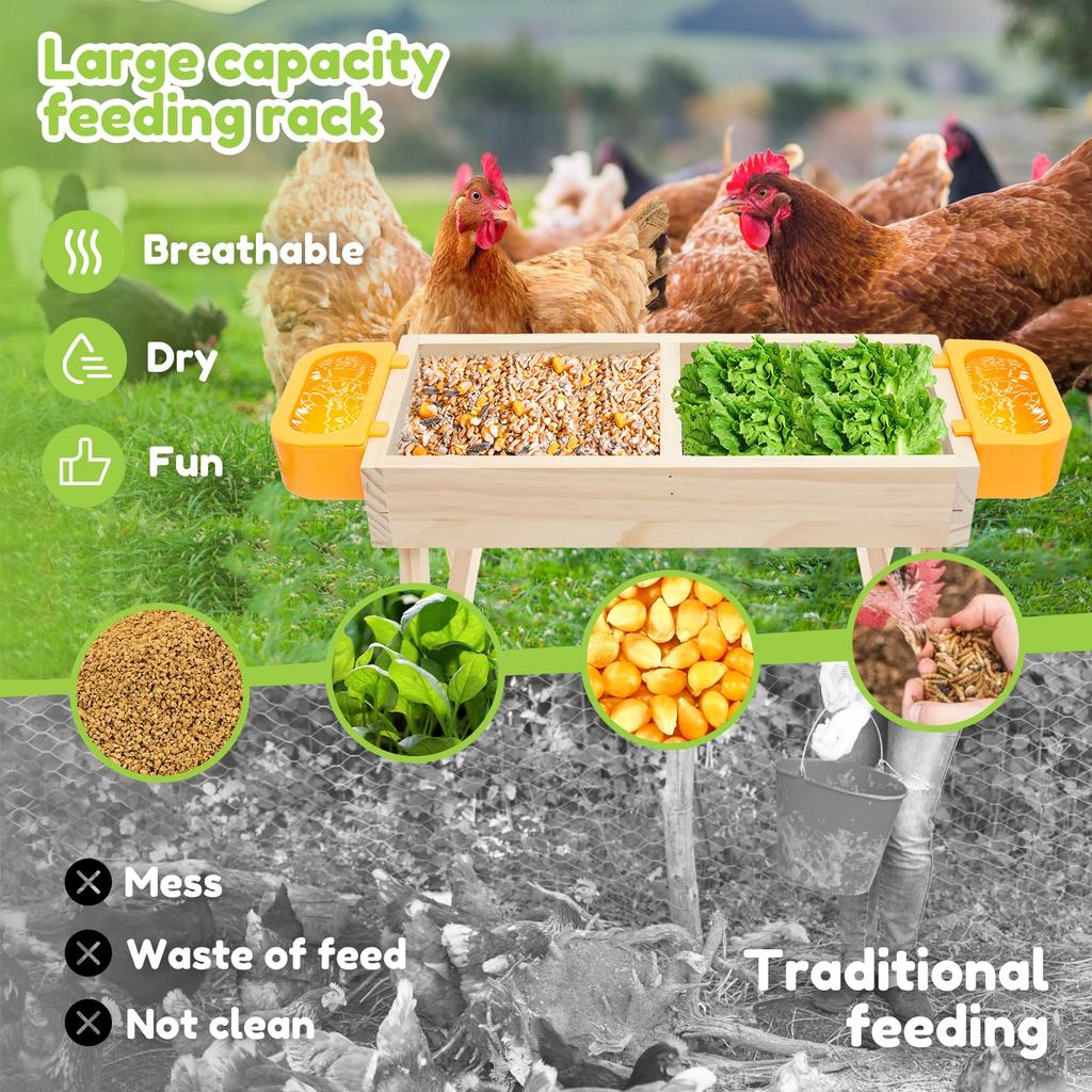 Chicken Picnic Table Feeder Wooden Poultry Feeder Table Decoration Coops Feeder Accessories for Chicken Wildbird Duck Squirrel