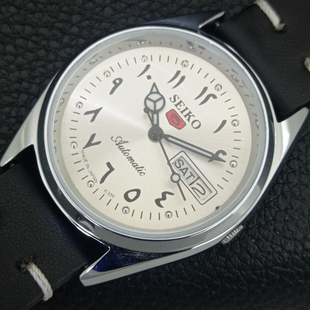 VINTAGE REFURBISHED SEIKO 5 AUTOMATIC 6309A JAPAN MENS SILVER WATCH a442418-1
