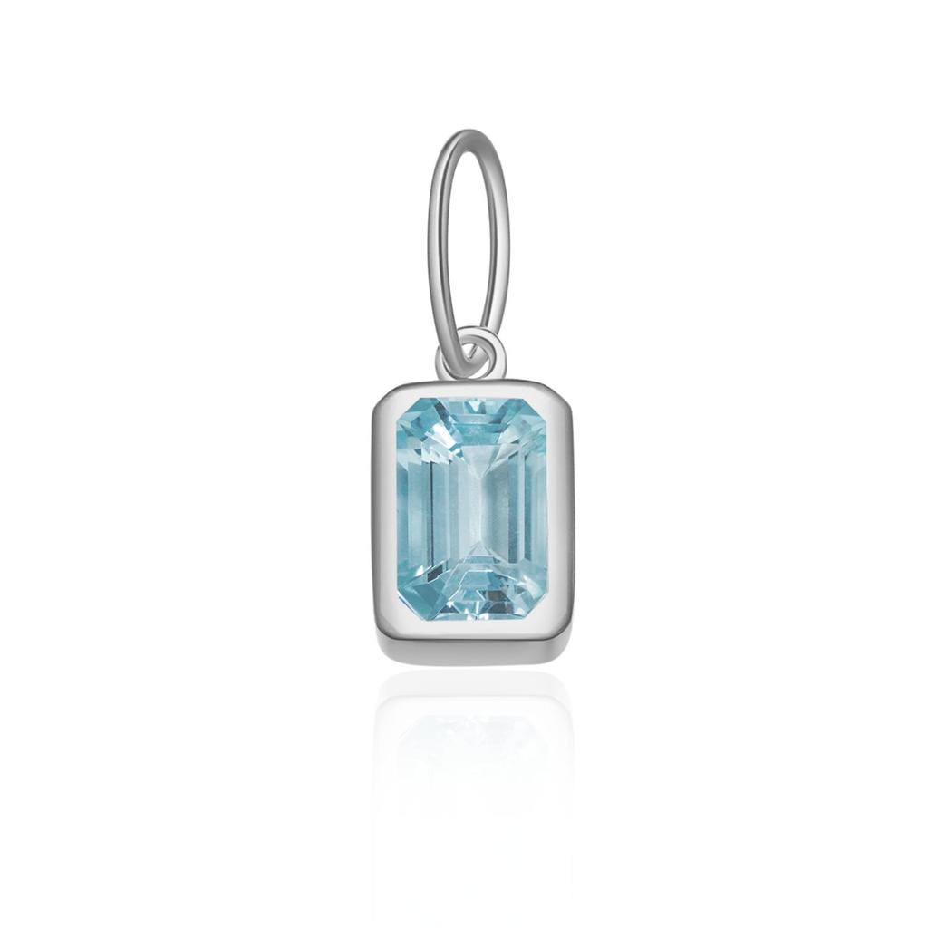 12 Birthstone Colored Zircon Square Pendant Necklace, S925 Sterling Silver, European & American Style