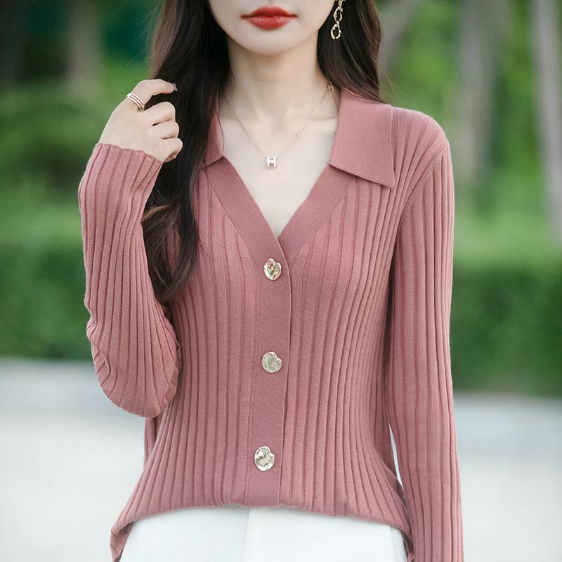 Leichte Strickjacke für Damen aus 50 % Wolle und 50 % Maulbeerseide – vielseitige Strickware für 4 Jahreszeiten für ganzjährigen Komfort und Stil