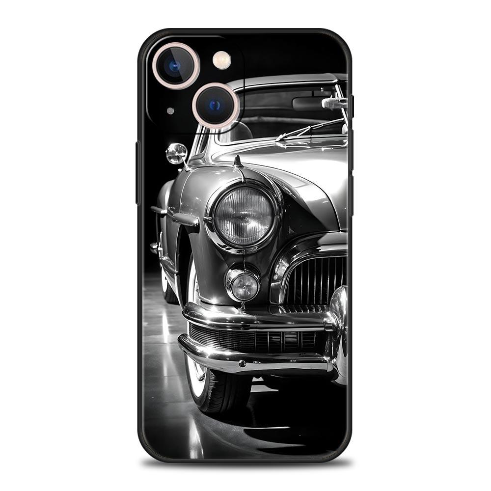 Black White Car Phone Case For iPhone 17 Air 16 Plus 13 15 14 12 11 Pro MAX 7 8 SE Soft TPU Shockproof Cover Funda