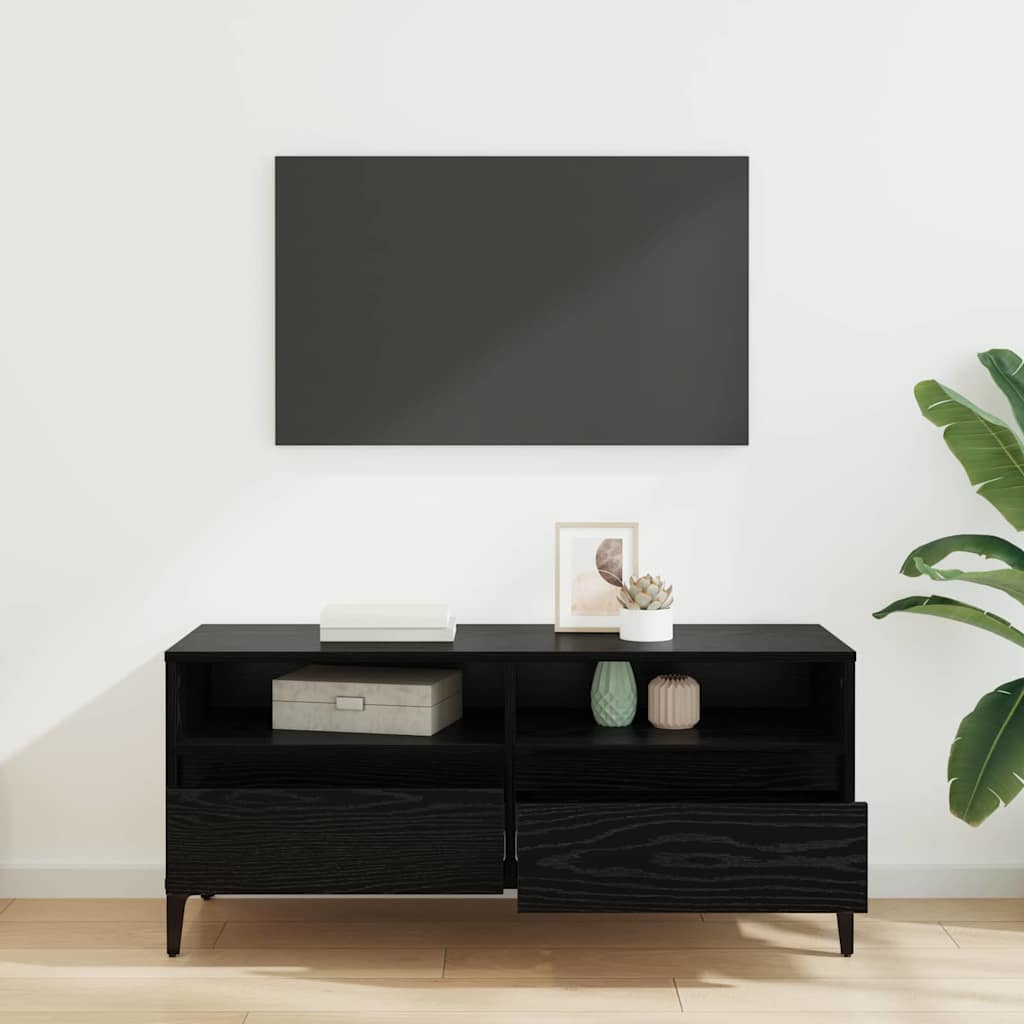 TV Stand in Black Oak Look 100 x 34.5 x 44.5 cm