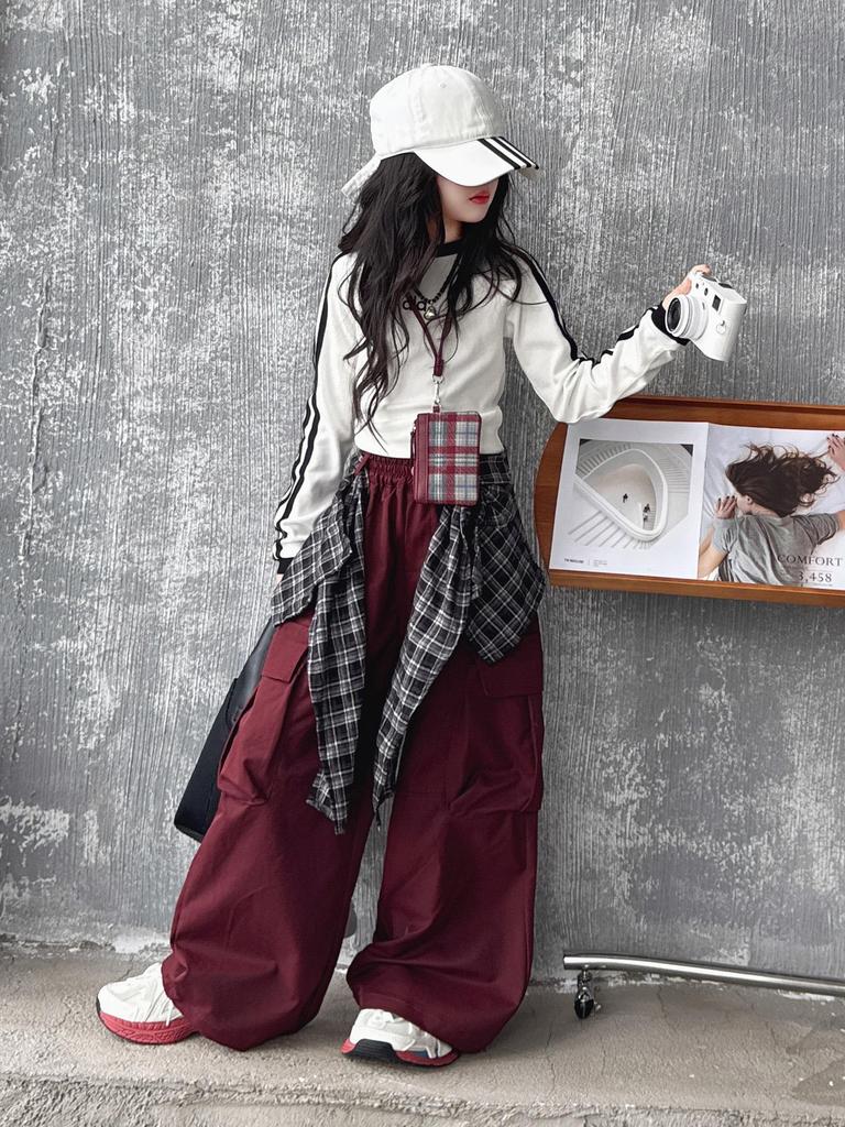 2025 Girls' Spring/Autumn Set: Trendy Sweatshirt & Cargo Pants for Middle School Students