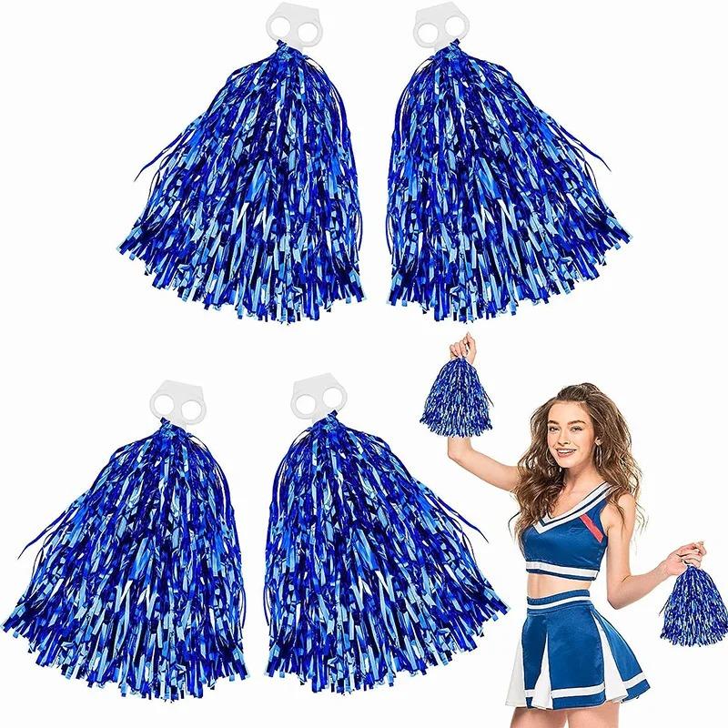 Cheerleading Pom Poms with Handle Cheer Balls Gold Yellow Pink Red Green Blue for Hand Dance Women Girl Kids Pompoms Accessories