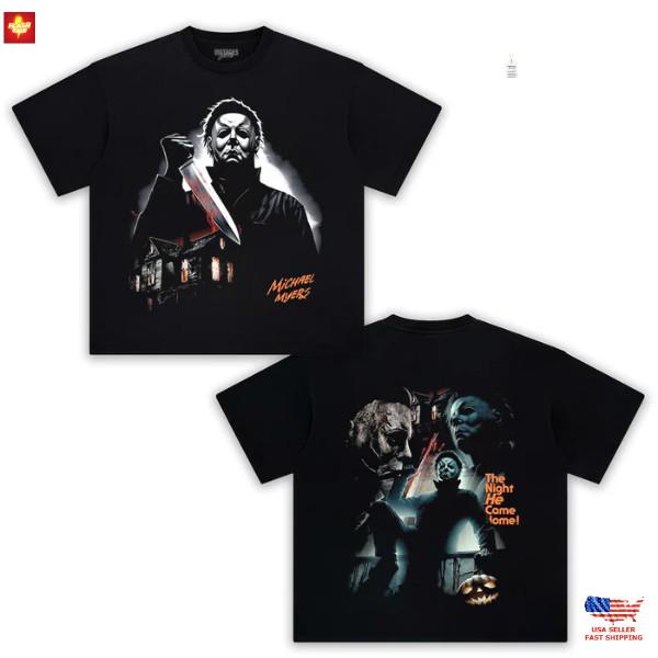 Michael Myers 1.0 T-Shirt, Halloween Horror Movie Graphic Tee Unisex T-Shirt XL