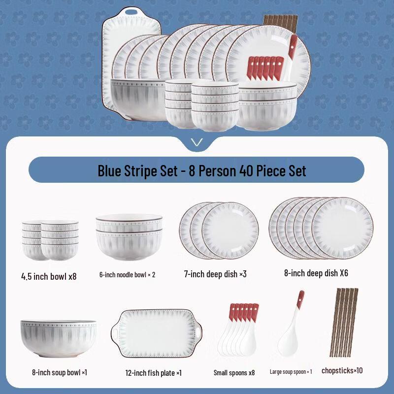 KANGMO 40-Piece Ceramic Dinnerware Set