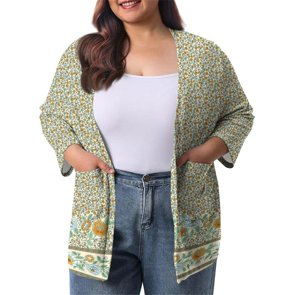 Women's Fall And Winter Fashion Casual Soild 3/4 Sleeve Mid-Length Cardigan Jacket