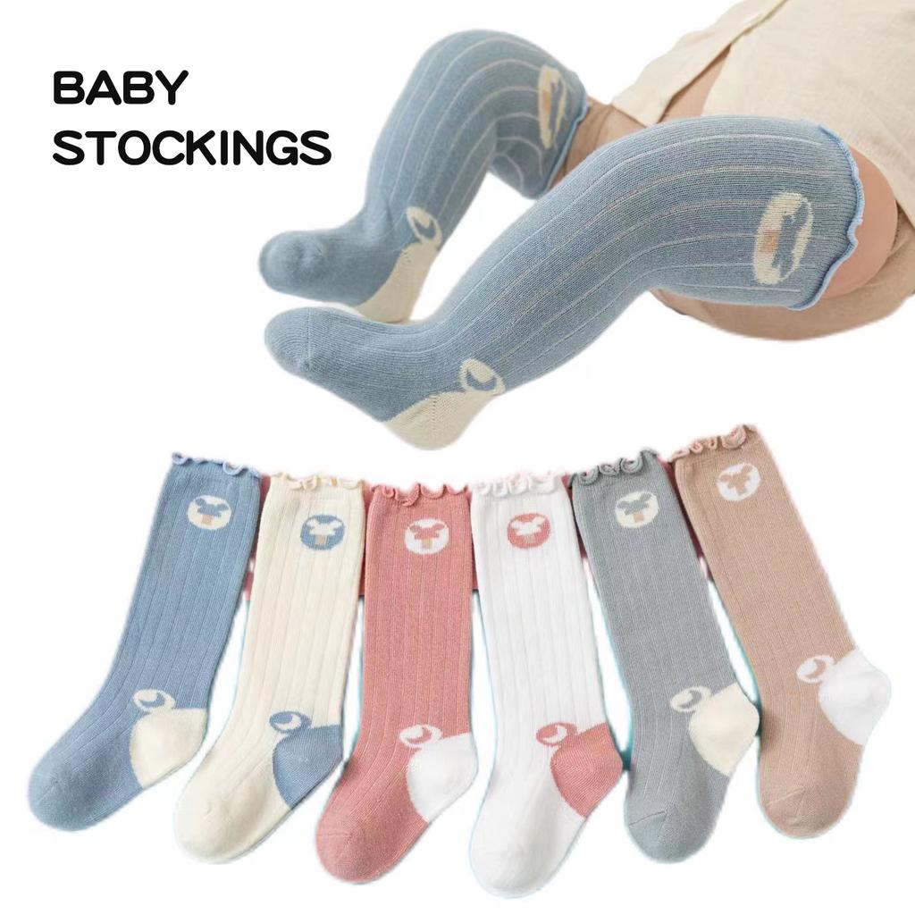 3 Pairs Baby Kids Girls Boys Knee High Socks Comfortable Soft Cute Cartoon Moon Cotton Skin-friendly Lace Stockings For Baby