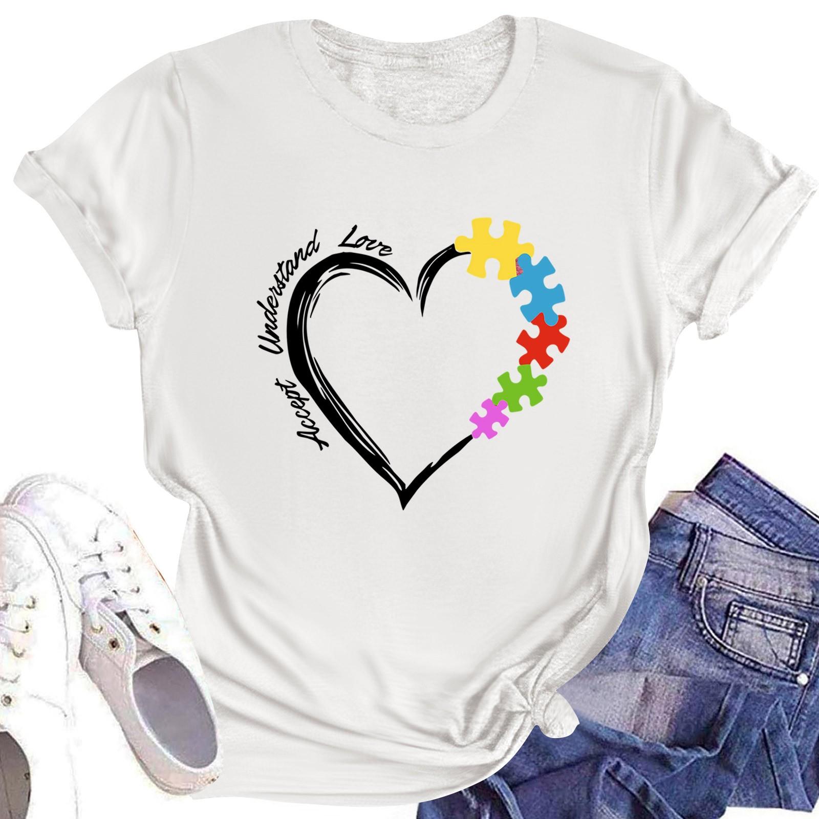 

Женская повседневная футболка с короткими рукавами и круглым вырезом с принтом и буквенным топом S белый