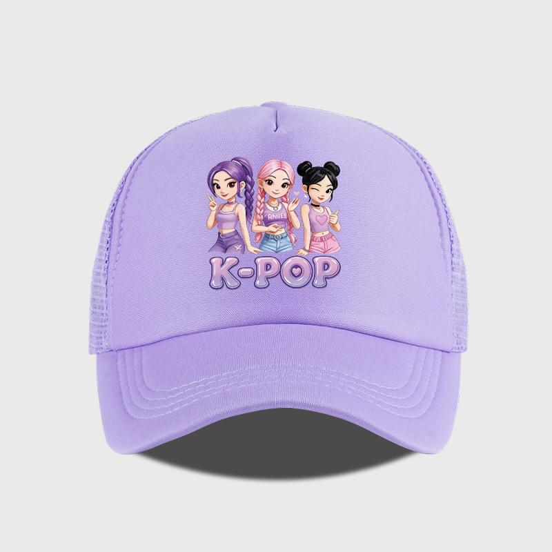 Y2K-Style Baseball Cap with K-Pop Print Design | Summer Mesh Trucker Cap | Festival Gift | Streetwear Sun Hat | Perfect Gift