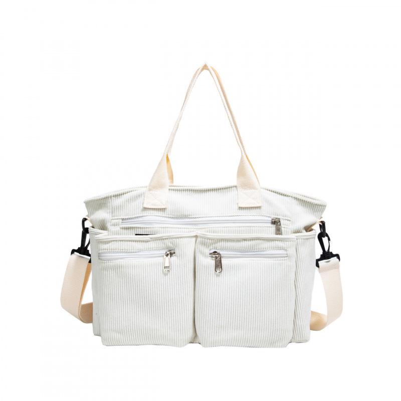 2026 Women's Large Capacity Corduroy Tote: Korean Style Multi-Pocket Handbag & Versatile Crossbody Bag