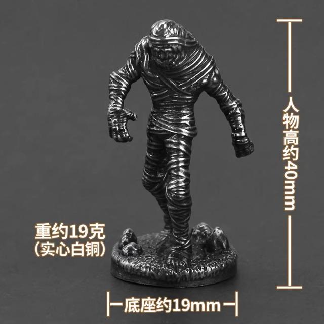 Vintage Egyptian Mummy Warrior Handmade Cupronickel Soldier Figurine for Tabletop Game, Car Decor, Collectible Gift for Men