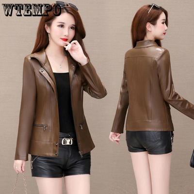 Women's Sheepskin Leather Jacket Autumn and Winter Short  Leather Jacket Slim Large Size  Motorcycle Jacket Sheepskin Coats