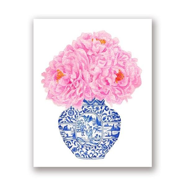 Blue and White China Magnolia Hydrangea Prints Chinoiserie Art Canvas Painting Gallery Wall Art Picture Poster Trendy Wall Decor