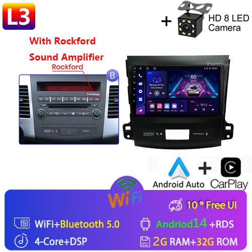 9"Android 14 Autoradio Carplay for Mitsubishi Outlander 2/Peugeot 4007/Citroen C-rosser Multimedia Video Player 4G GPS Stereo FM