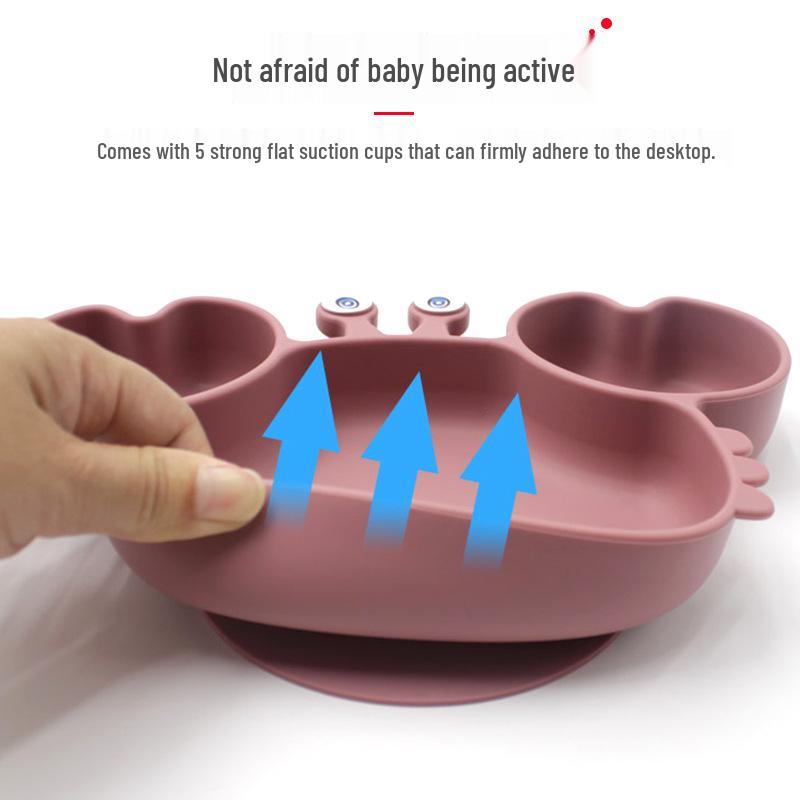 Silicone Suction Crab Plate: Divided Baby Tableware for Feeding & Weaning