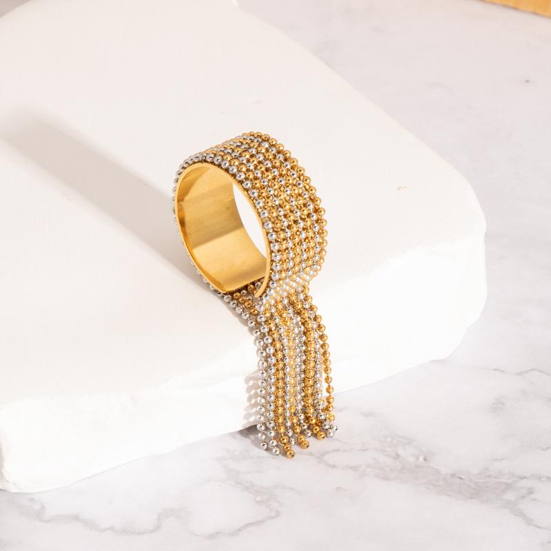 European And American Luxury Tassel Ring Stainless Steel Chain Tassel Ring Adjustable High-Quality Charming Fashionable Jewelry