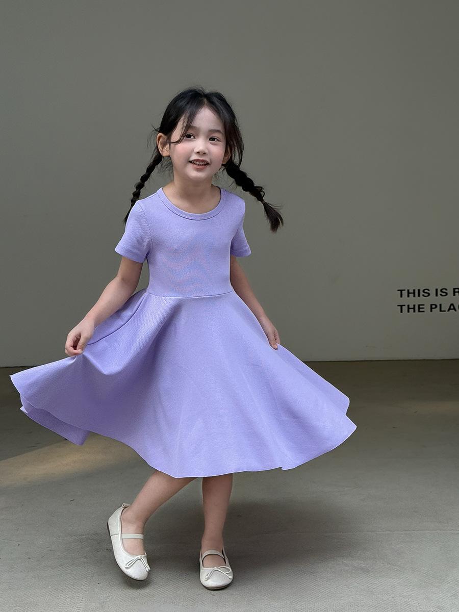 

Girls Short-sleeved Dress, Summer Children s Knitted Princess Dress 90cm