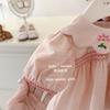 Sweet Pink Baby Girl Summer Set Embroidered Peter Pan Collar Top And Shorts Two Piece Outfit For Toddlers