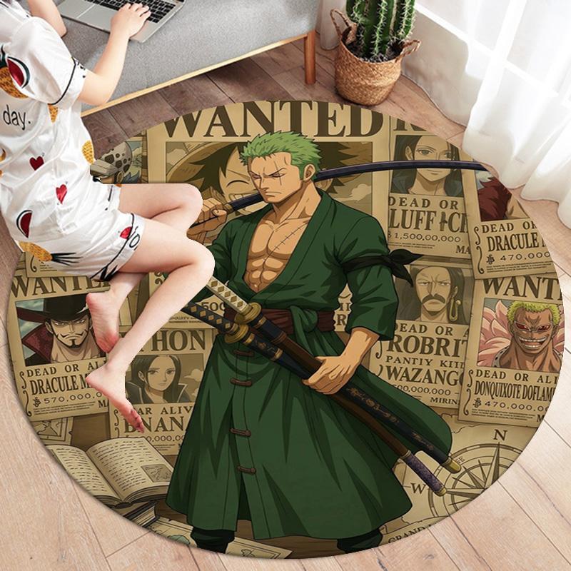 One Piece Art Round Area Rug Carpet Rug For Living Room Bedroom Sofa Playroom Decor Nonslip Floor Mat