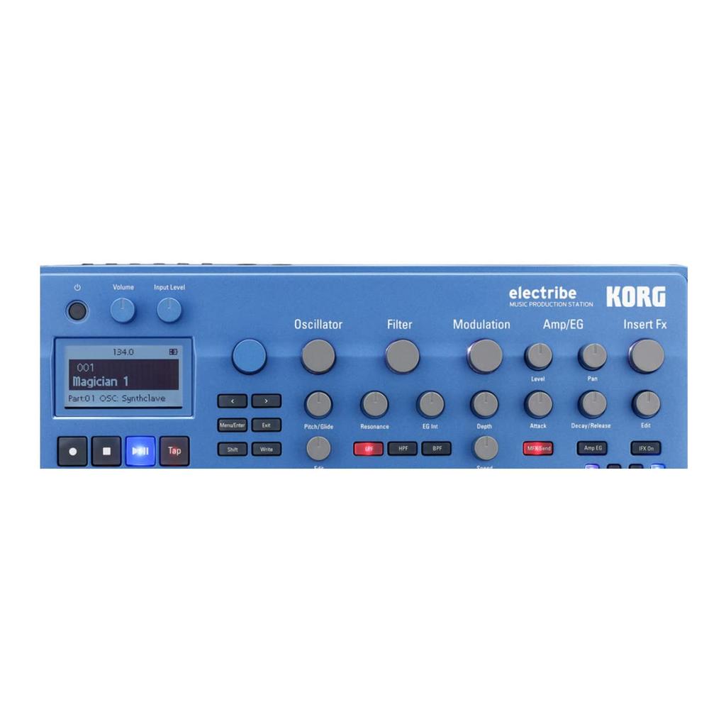 KORG Electribe2 BL Synthesizer Sequencer In Metallic Blue, Ideal for Dance Music, Music Production, and Live Performance, Compatible with Ableton Live