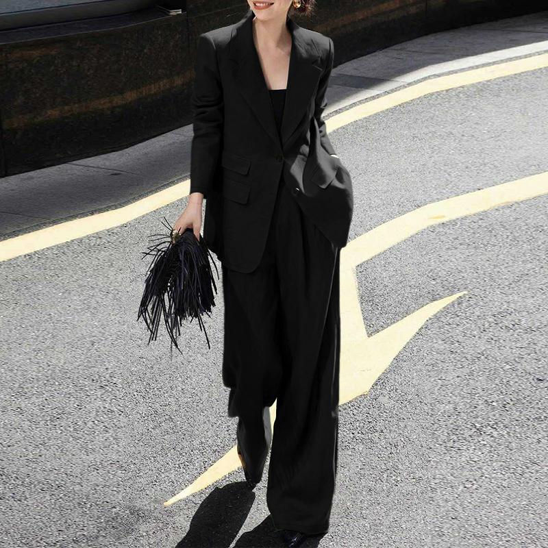ZANZEA Women Long Sleeve Cardigan Tops and Long Pants Casual Two Piece Suit Sets