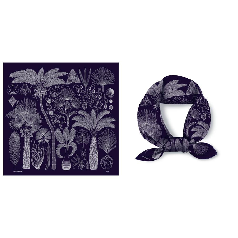 53cm Twill Silk Scarf Woman Palm Tree Painting Square Scarves Wraps Bandana Small Hijab Silk Foulards Tie Headband Neckerchief