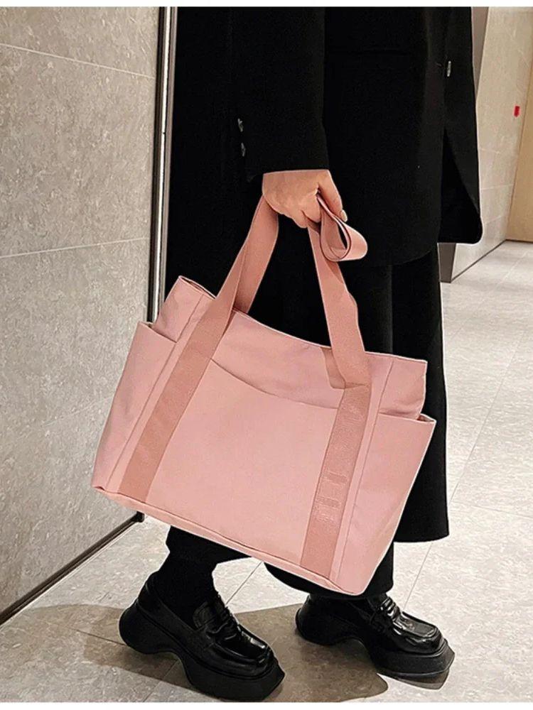 

Women s bag Japanese solid color tote bag single shoulder casual simple mommy going out bag canvas tote bag, large capacity comp