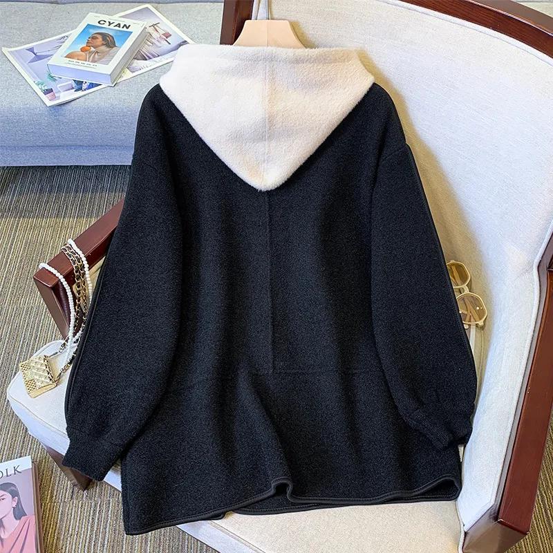 Wool Coat Women Fall Winter Clothes Hooded Double-breasted Outwear Ropa Mujer Vintage Fashion Korean Oversized Jackets Tops
