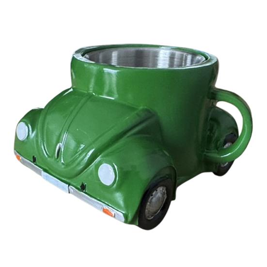 

Кружка для кофе в форме жука, сделанная вручную из смолы, чайная чашка в виде жука, декор для дома и офиса, кружка для кофе в подарок автолюбителям, любителям жуков зелёный