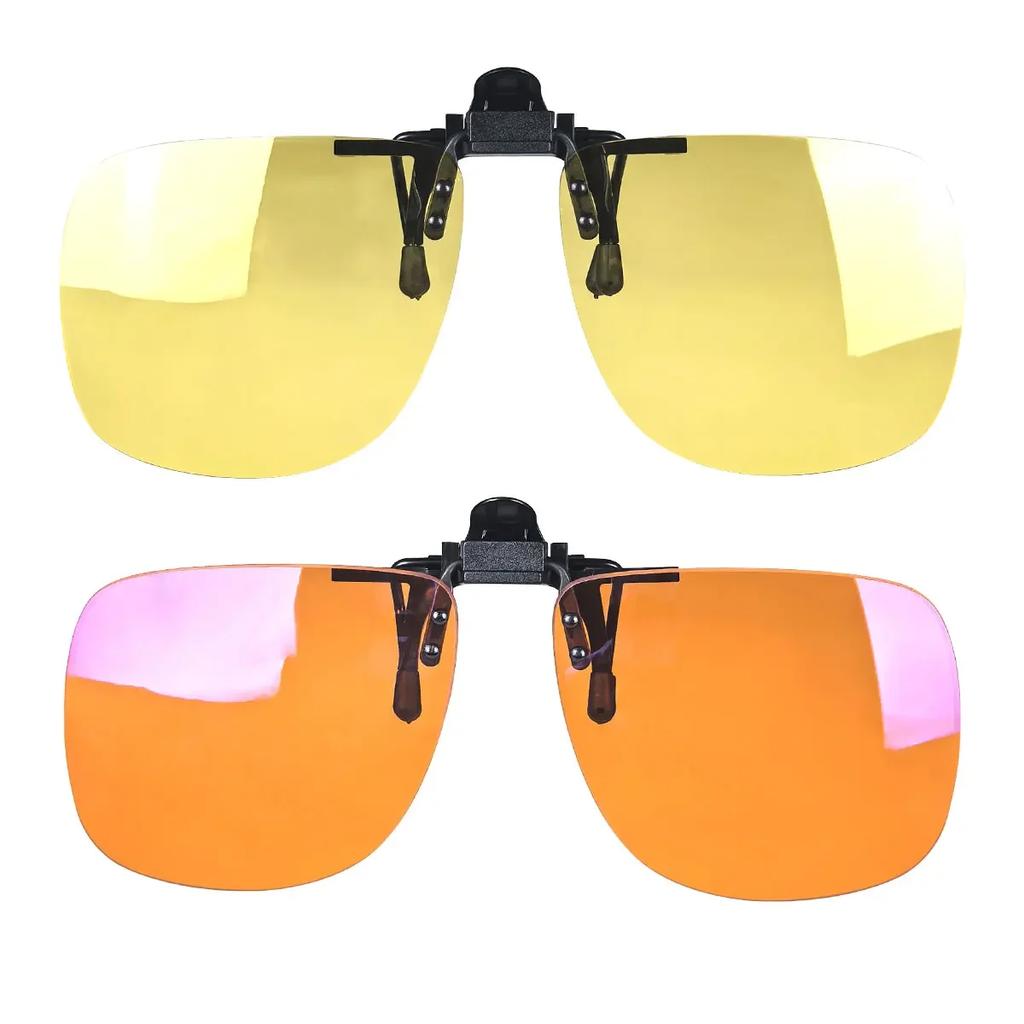 Red Lens Clip On Better Sleep Clipon  Black Polarized Sunglasses Clip On Big Size Square Shape Orange Lens Yellow Driving Lenses