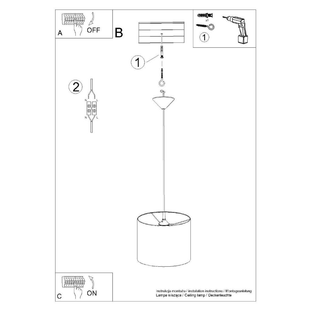 Round white hanging lamp Ø30 cm NOVA 1xE27 15W SL.1403 Sollux Lighting