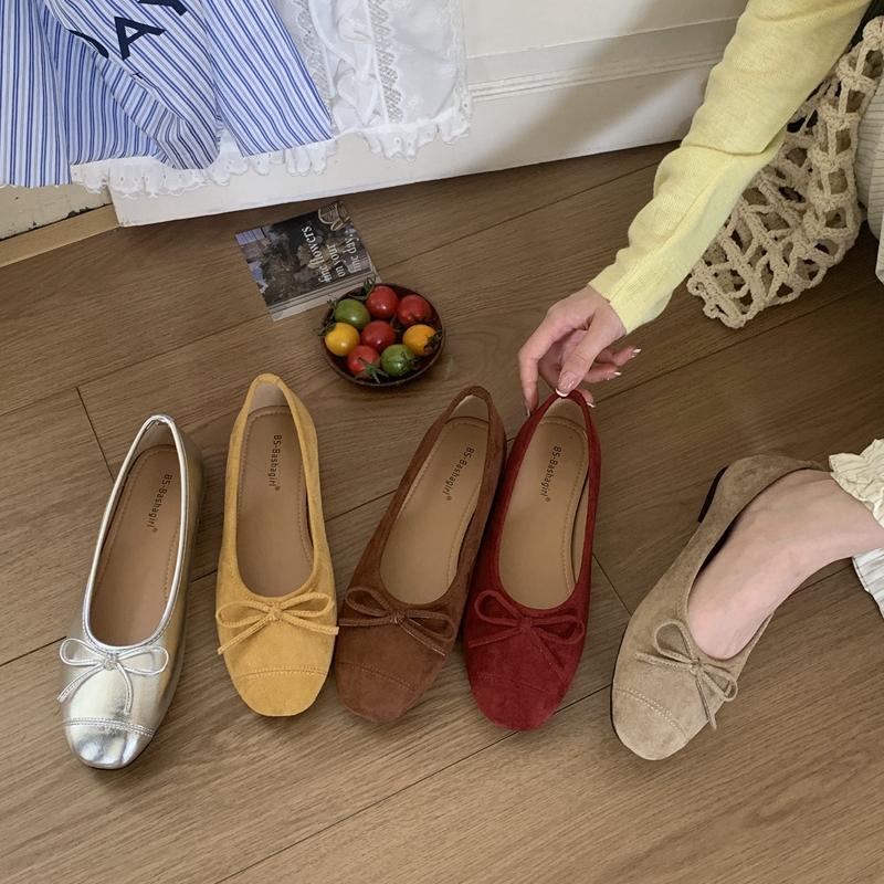 Fashion SUOJIALUN 2025 Spring New Women Flat Shoes Flat Shoes Round Toe Slip On Ladies Casual Loafer Shoes Flat Soft Sole Fashion Baller