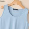 ZANZEA Women Casual Round Neck Lace Splice Summer Sleeveless Vest Tops