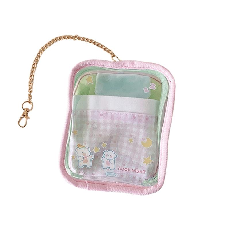 Clear PVC Storage Bag With Cartoon Prints Spacious Compartment Display Pouch For School Travel Outdoor Activities