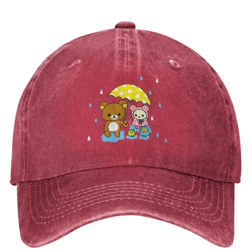 Copy Of Rilakkuma And Korilakkuma In The Rain Washed Baseball Cap Trendy Trucker Hat Unisex Men Sports Sun Visors Baseball Caps