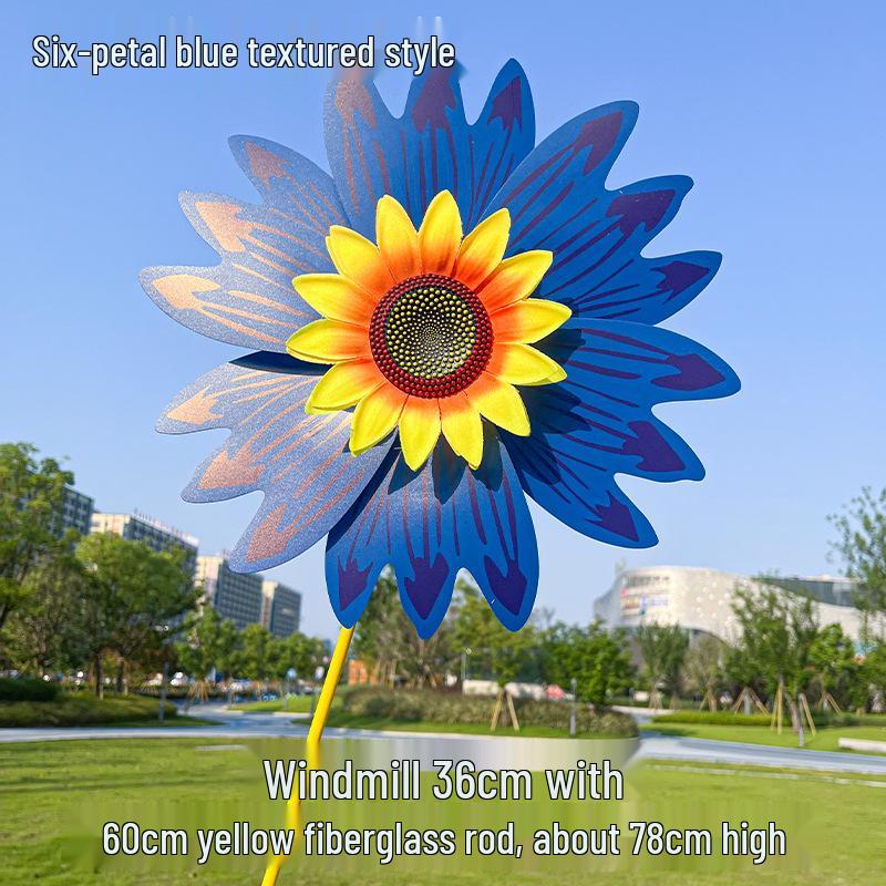 Children's Double-Layer Rotating Sunflower Pinwheel Outdoor Decoration
