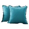 Federa Cuscino Decorativa in Velluto Monocolore Verde Blu Grigio Rosa, Morbida Federa Cuscino in Velluto con Pompon, Copricuscino per Divano 30x50cm