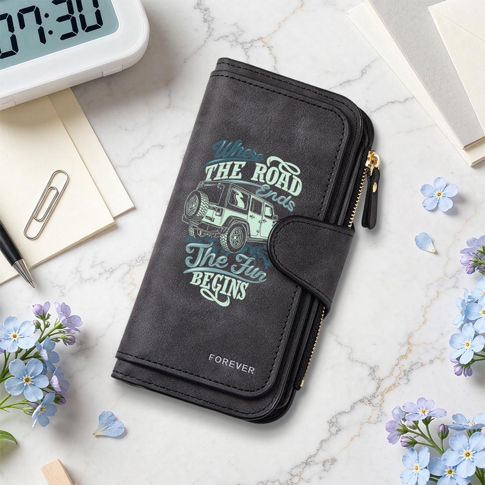 Leather Long Wallet Off Road Design Multi Card Holder Purse