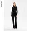 Langzi Black Velvet High-Waist Straight-Leg Pants