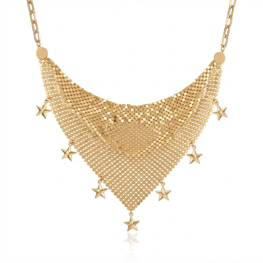 Charm Metal Sequin Necklace Five-pointed Star Metal Chain Choker  Girls золотой
