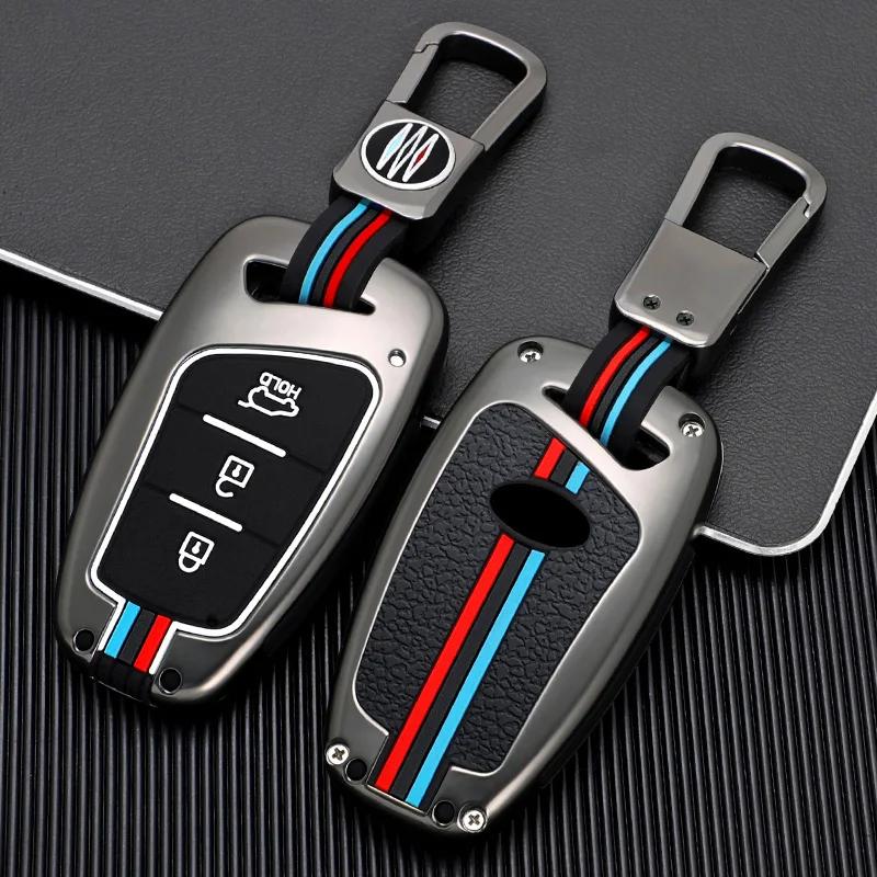 Interior Mouldings Zinc Alloy + Silicone Car Key Case Cover For Hyundai Santa Fe Sport Ix45 Equus Centennial Genesis G80 Grandeu